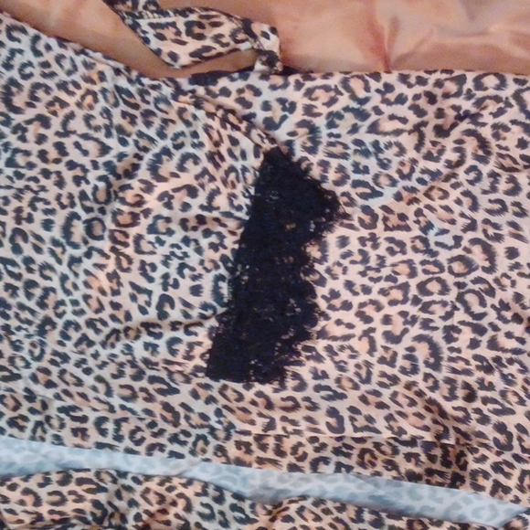 Leopard satin gown, sz S - Picture 2 of 5